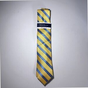 Club Room Regular Tie Yellow Blue Stripe Classic Necktie Men Formal